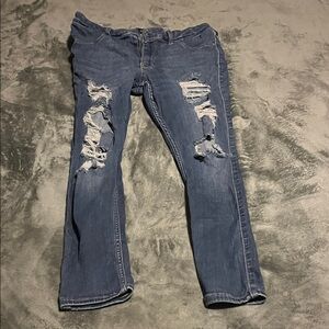 Hollister Ripped Straight Leg Jeans - Blue